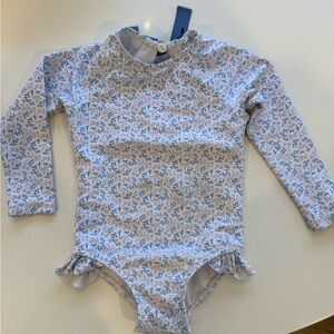 Floral Long Sleeve Kids Swimsuit
